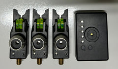 Steve Neville MK3 Remote Bite Alarms + Receiver + Thinking Anglers Covers X3