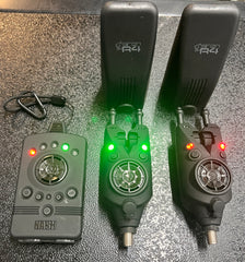 Nash Siren R4 Bite Alarms 2 Rod Set T2982 + Night Glo Bobbins + Night Glo Swingers