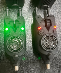 Nash Siren R4 Bite Alarms 2 Rod Set T2982 + Night Glo Bobbins + Night Glo Swingers