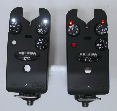 Delkim EV Plus Bite Alarms Red & White + D-Lok's