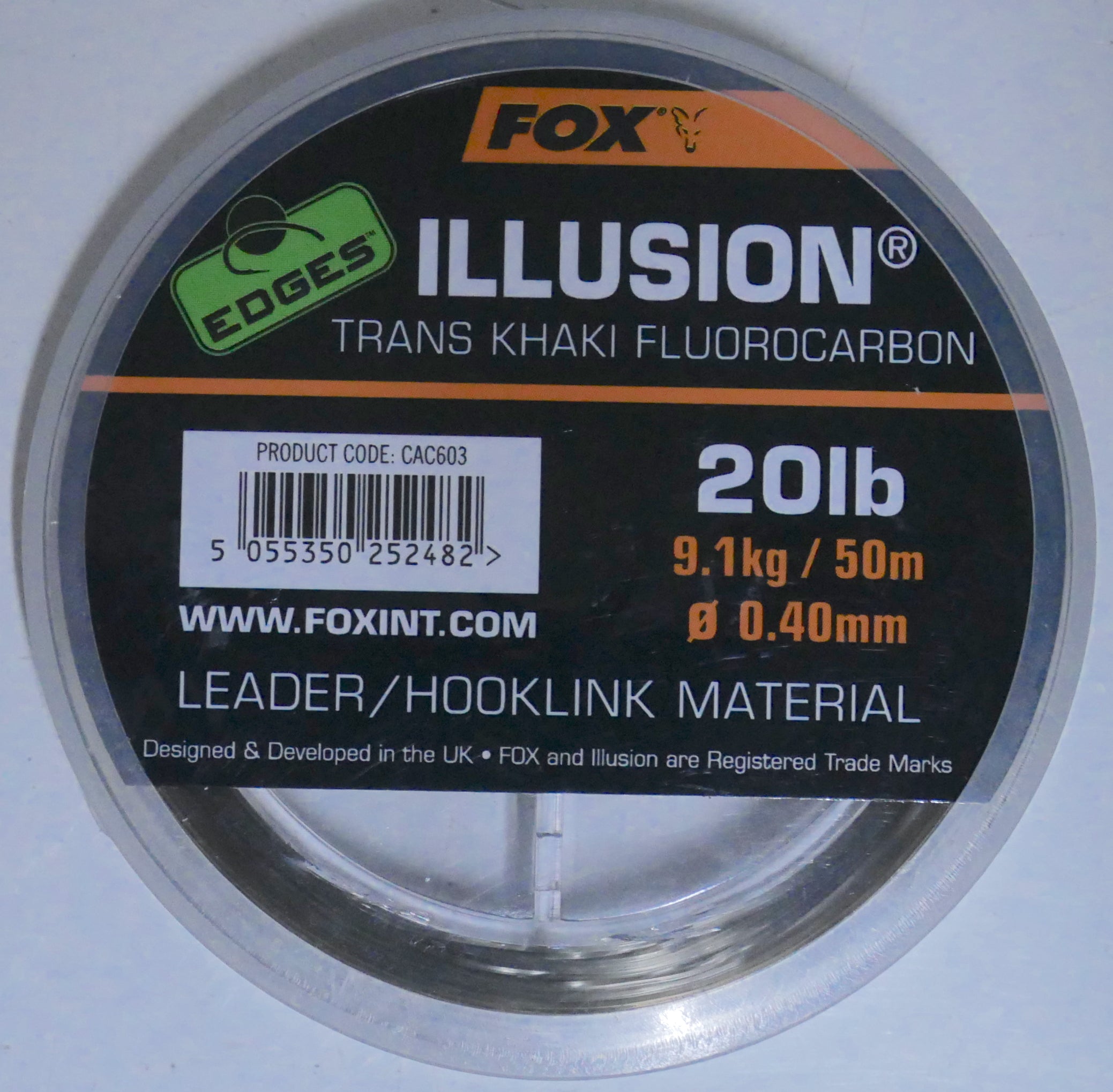 Fox Edges Illusion Trans Khaki Fluorocarbon Hooklink 20lb