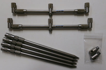 Solar Tackle Slim Line Pozi-Loc 3 Rod Adjustable Buzzbar & Bankstick Set