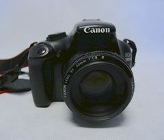 Canon EOS 1100D DSLR Camera + Canon EF 50mm 1:1.8 II Macro AF/MF Lens + Flash
