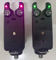 Delkim EV-D Bite Alarms Green & Purple + D-Lok's + Snag Ears