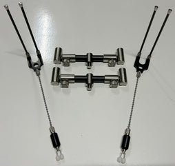 NBRICE Stainless Carbon 2 Rod Adjustable Buzzbars 6.25" + Snag Ears + Bobbins X2
