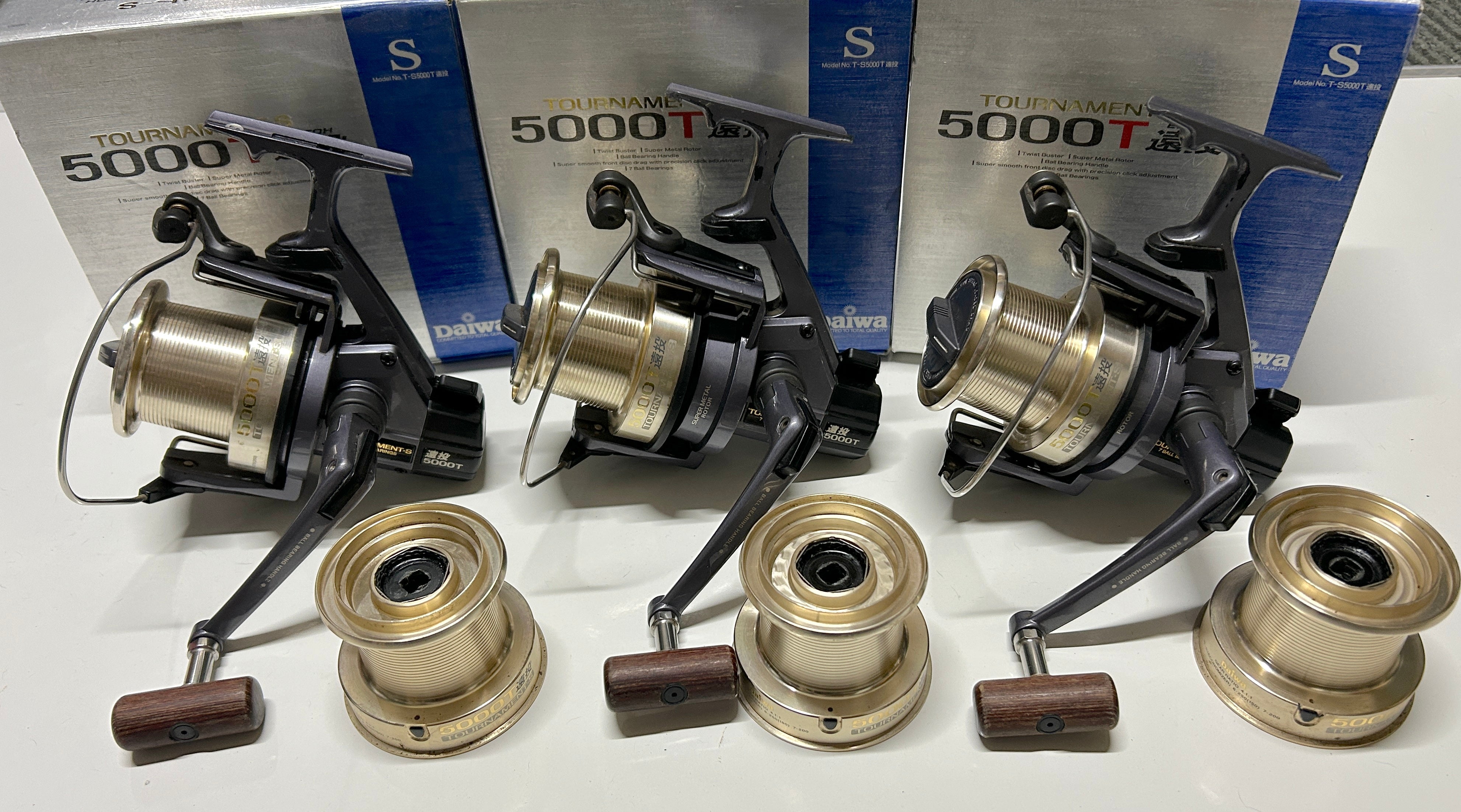 Daiwa Tournament-S 5000T Reels + Spare Spools + Boxes X3