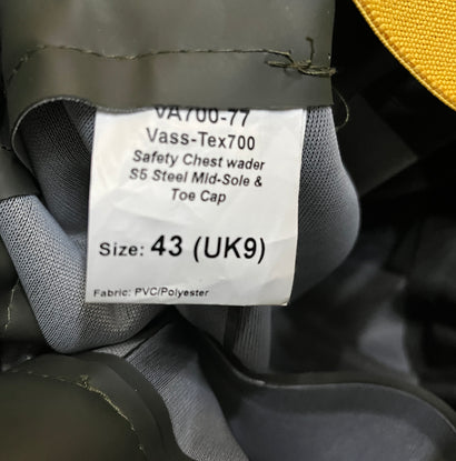 Vass Vass-Tex 700 S5 Reinforced Chest Waders Size: 9