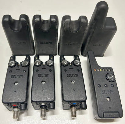 Delkim TXi-D Bite Alarms Red White Blue + RX-D Receiver
