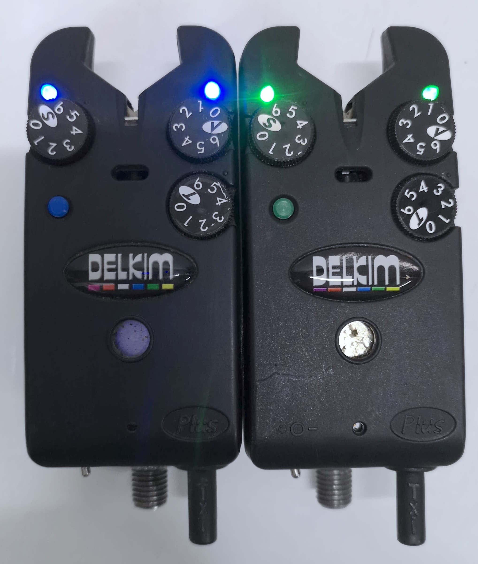 Delkim TXi Plus Bite Alarms Green & Blue - Fish For Tackle Delkim TXi Plus Bite Alarms Green & Blue - Fish For Tackle